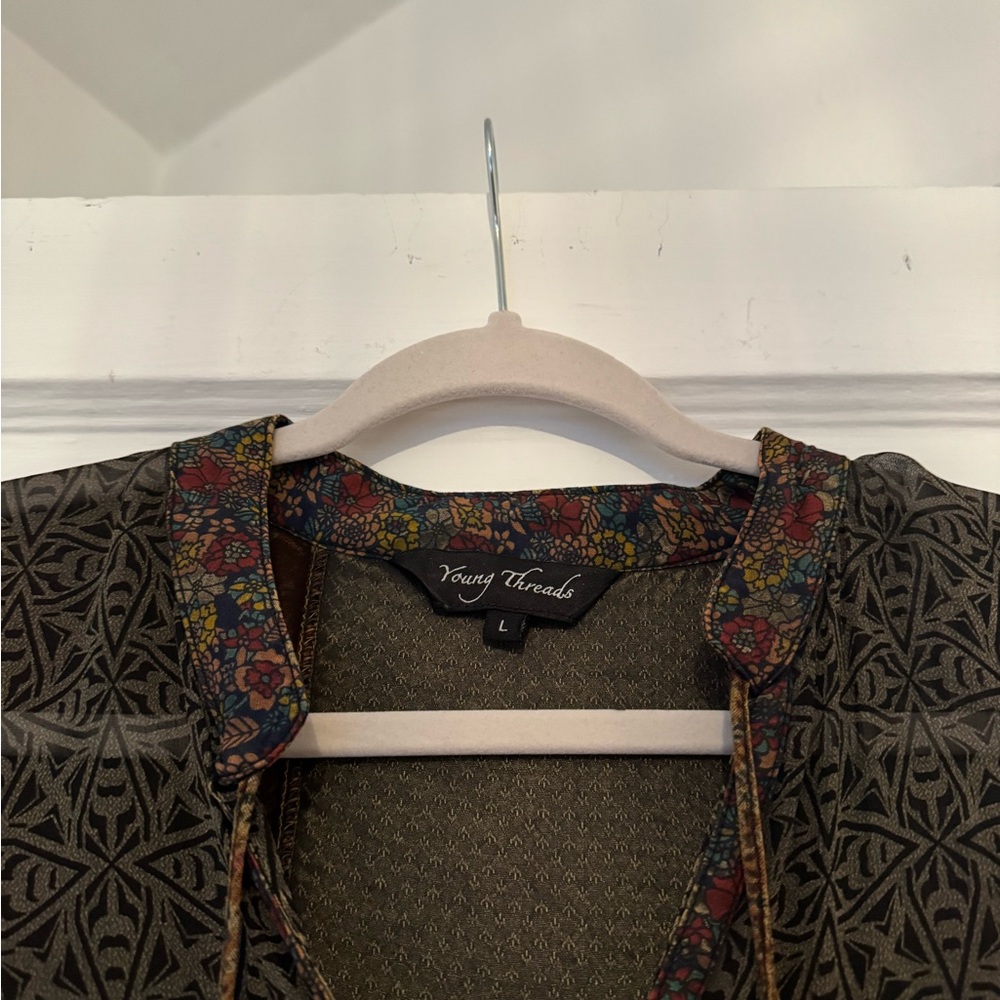 Young Threads Olive Patchwork Peasant Tunic - Picture 2 of 4